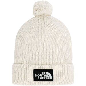 The North Face Logo Box Pom Beanie White